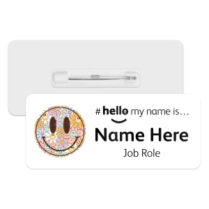 #hello my name is... Name Badge - Boho Smiley Face