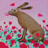Holy Mackerel hoppity poppity rabbit themed art card for him or her - designed by artist Ailsa Black - 15cm square and blank inside for your message