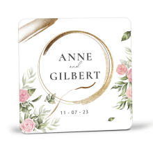 Wedding Favour Coaster For Guests - Golden Floral