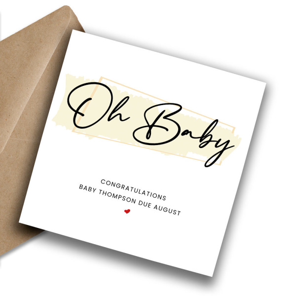 Personalised Pregnancy Announcement Card - Oh Baby Congratulations - Standard Smooth Card