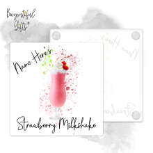 Personalised Strawberry Milkshake Glass Coaster