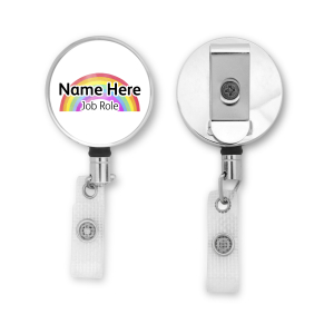 Personalised Metal ID Reel - Boho Watercolour Rainbow