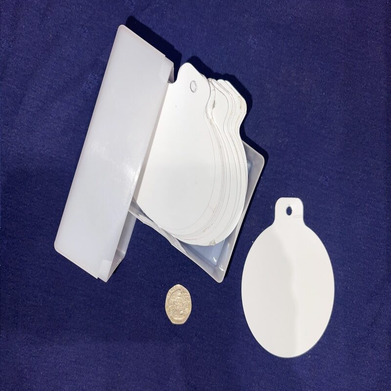 Sublimation aluminium blank Bauble shape 73mm pack of 20 - White 0.5mm