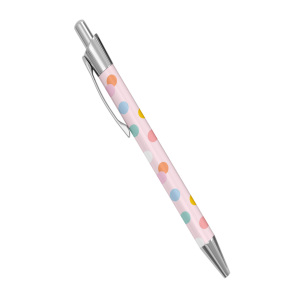 Personalised Retractable Ballpoint Pen - Pastel Polka Dots
