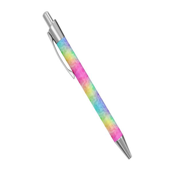 Personalised Retractable Ballpoint Pen - Rainbow Watercolour Background - Standard Retractable Ballpoint Pen