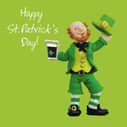Holy Mackerel Happy St Patricks Day card by Erica Sturla, 15cm square and blank inside