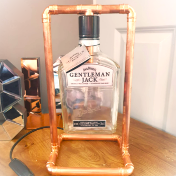 Gentleman Jack  - Copper frame Bottle table lamp - Original - Upcycled - Man/She Cave - Fathers/Mother Day - Gifts For Him/Her