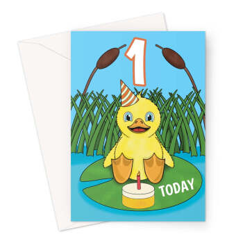 Cute Duckling 1st Birthday Card