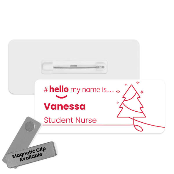 #hello my name is... Name Badge - Christmas Tree Line Drawing