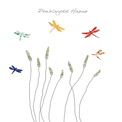 Dragonflies & Grass Penblwydd Hapus (Happy Birthday)