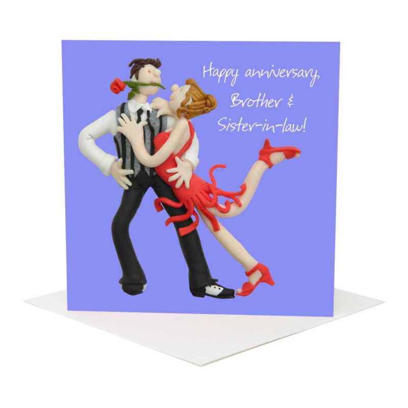 Anniversary card (brother and sister-in-law) - designed by Erica Sturla - 15cm square and blank inside, made in the UK