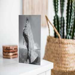 Peak performance, black and white vintage photographic card featuring rock climbers - 12.6 x 17.7cm and blank inside - made in the UK
