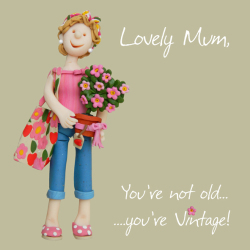 Holy Mackerel lovely mum birthday card for a mother - designed by artist Erica Sturla - 15cm square and blank inside for your message - made in the UK