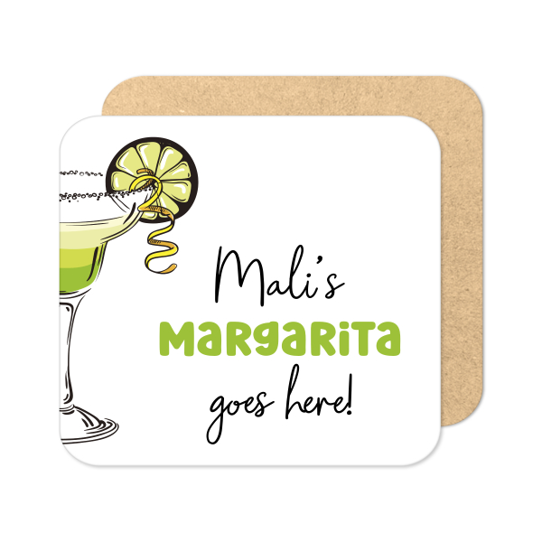 Personalised Drinks Coaster - Hand Drawn Margarita Cocktail