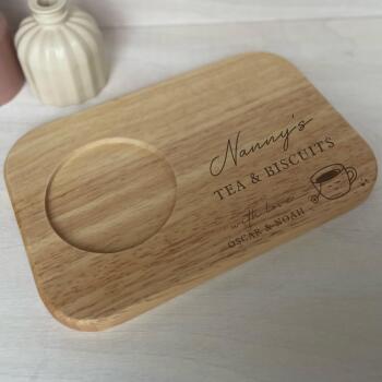 Personalised Engraved Wooden Tea and Biscuit Board / Gift for Birthday Housewarming Mothers Day / Serving Board / Coffee and Cake