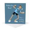 Badminton boss sports themed birthday card for him - designed by Erica Sturla - 15cm square and blank inside, made in the UK