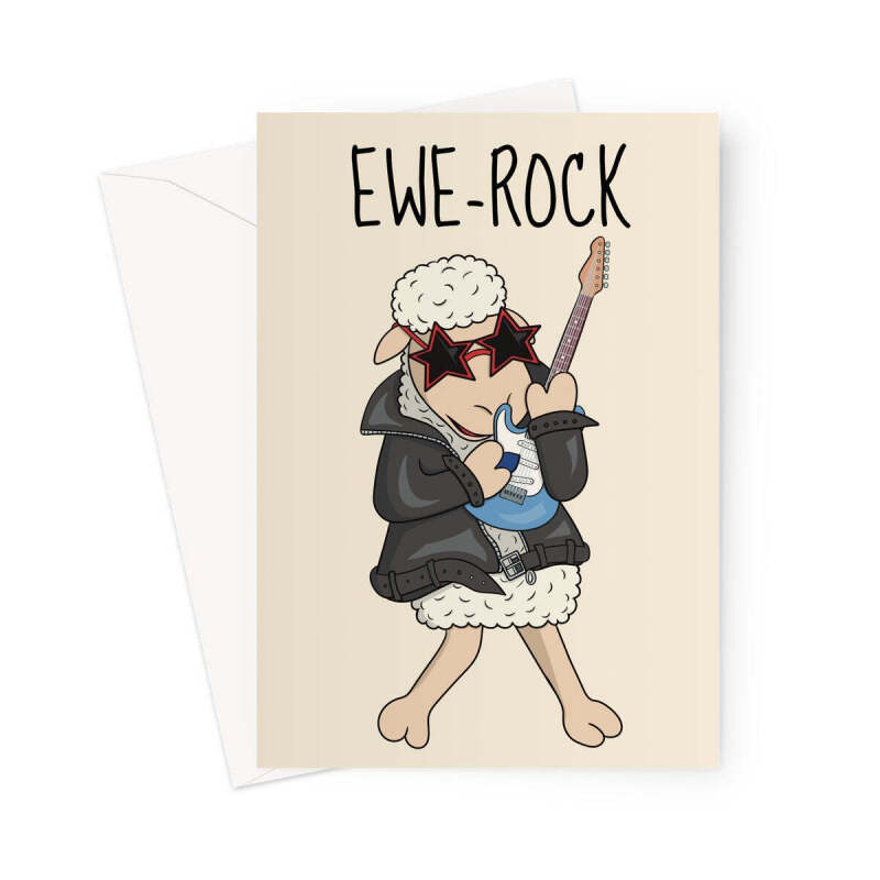 Funny Sheep Birthday Card - Ewe-Rock - A5 Portrait - 1 Card