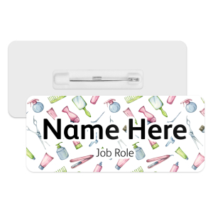 Personalised Hairdresser Name Badge - Watercolour Hair Icons