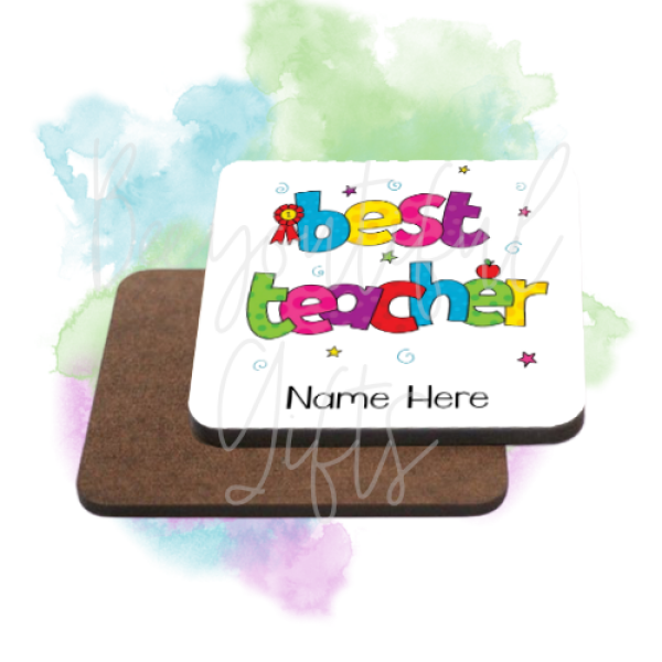 Personalised Teacher Coaster - Colourful Best Teacher