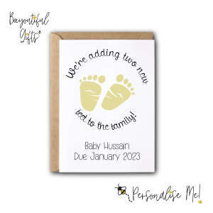 Personalised Pregnancy Announcement Card - We're Adding Two New Feet To The Family
