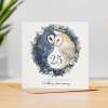 25th Wedding Anniversary Card Pretty Owl Design 25 Year Anniversary Silver Wedding Anniversary Card - Square (5.5x5.5) / Blank Inside