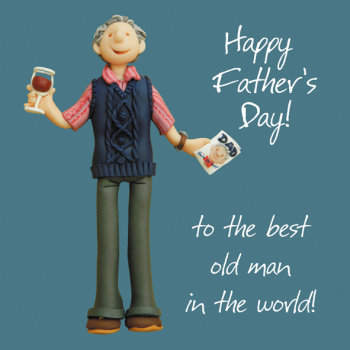 Holy Mackerel best old man Father's Day card for an older dad - designed by artist Erica Sturla - 15cm square and blank inside for your message - made in the UK