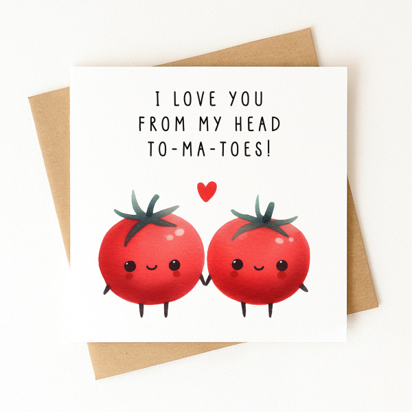 Valentine's Day Card - I Love You From My Head To-Ma-Toes - Standard Smooth Card