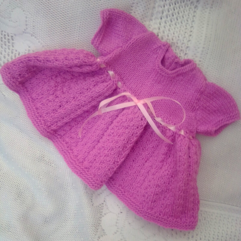 Hand Knitted 5 Piece Dress Set for a Baby Girl - Premature 2     - Chest 12 ins -  £22.50