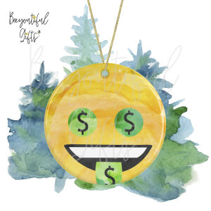 Watercolour Emoji Ceramic Christmas Tree Decoration - Money Mouth