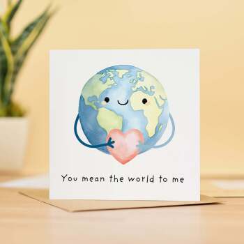 Anniversary Card For Girlfriend or Boyfriend You Mean the World To Me Cute Card For Wife Love Card For Husband