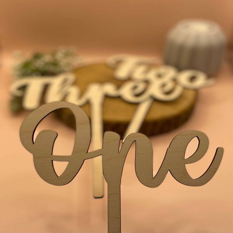 Wooden Wedding Table Numbers: Modern Calligraphy Decor - Plain Wood