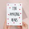 10 Year Anniversary Card For Wife or Husband Anniversary Card for 10th Anniversary Card For Boyfriend Girlfriend Tenth Wedding Anniversary - Large (5x7) / Blank Message