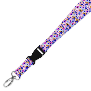 Double Breakaway Lanyard - Bright Abstract Flowers