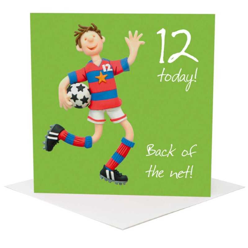 12th birthday card for him - designed by Erica Sturla - 15cm square and blank inside, made in the UK