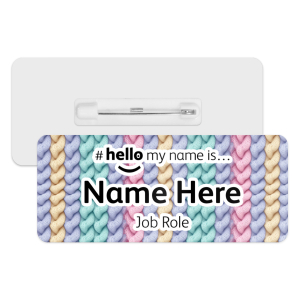 #hello my name is... Name Badge - Pastel Knitted Pattern