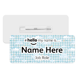 #hello my name is... Name Badge - Pastel Gingham Clouds