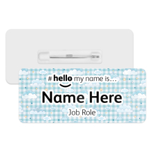 #hello my name is... Name Badge - Pastel Gingham Clouds