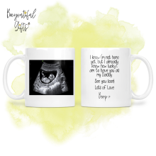 Pregnancy Announcement Mug Gift - Personalised Baby Scan Photo with Bump Verse
