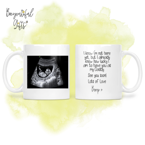 Pregnancy Announcement Mug Gift - Personalised Baby Scan Photo with Bump Verse