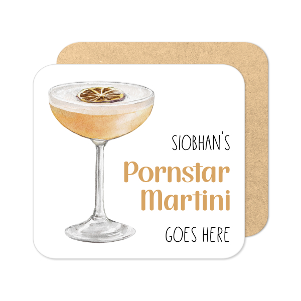 Personalised Pornstar Martini Coaster | Personalised Cocktail Coaster