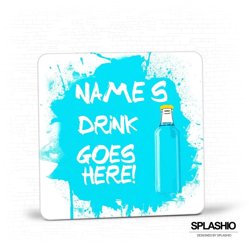 Coaster Personalised Blue Bottle Drink Coaster, Personalised, Drinks Mat, Personalised Drink Coaster, Fathers Day gift, Christmas Coaster - Single Coaster