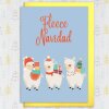 Fleece Navidad llama, alpaca Christmas, Holidays feliz navidad card for children, kids, child, grandchildren (Size A6/A5/A4/Square 6x6") - A6: Single card