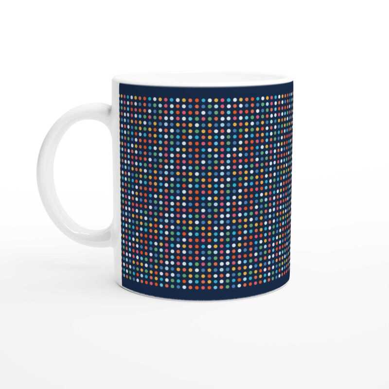 Coloured Spots on Blue Ceramic Mug - Ceramic White