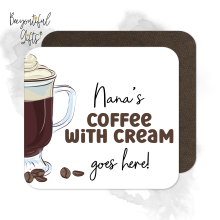 Personalised Drinks Coaster - Hand Drawn Coffee with Cream