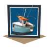Silver harvest - quayside fishing boat themed blank card - designed by Seth Draper - 15cm square and blank inside, made in the UK