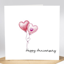 Anniversary Card - Happy Anniversary Red Heart Balloon - Standard Smooth Card