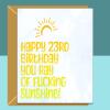 23rd Birthday Card - Personalised inside - For Him or Her - For friend, son, daughter, brother, sister, or anyone else turning 23 years old - Blank inside - Regular - Matte