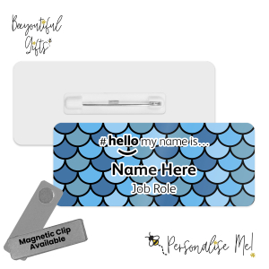 Name Badge - Rainbow Mermaid Scales Hello My Name is... - Blue