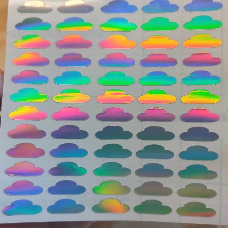 Holographic, White or Silver Cloud Stickers 100 in a set - Holographic