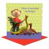 Birthday boy - dinosaurs - child's birthday card designed by Erica Sturla - 15cm square and blank inside, made in the UK
